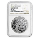 2017 AUS 1 oz Silver Dragon & Phoenix MS-70 NGC (Mint Error) 2017 AUS 1 oz Silver Dragon & Phoenix MS-70 NGC (Mint Error)